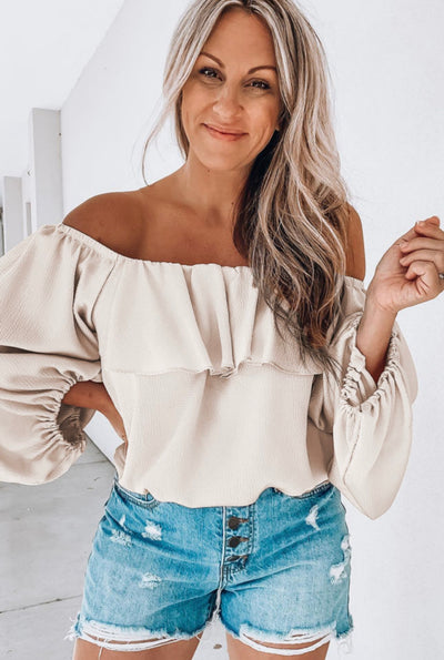 Off shoulder puff sleeve blouse