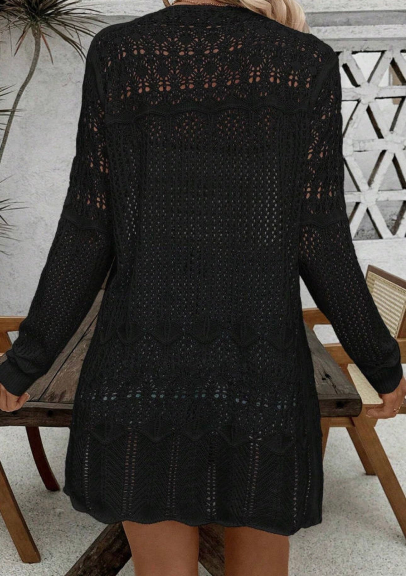 Black open cardigan