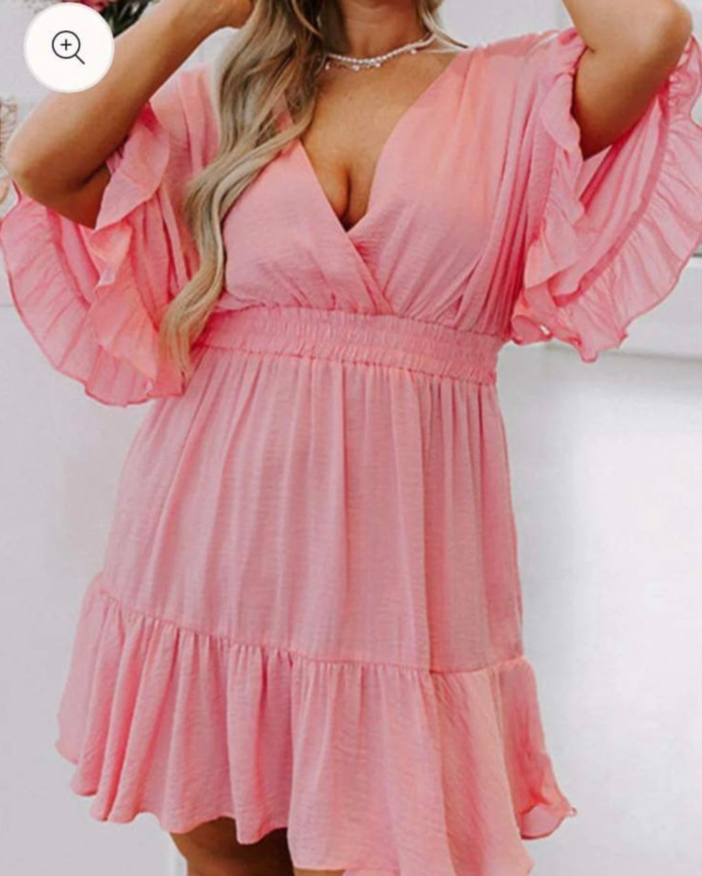 Plus size pink ruffle dress