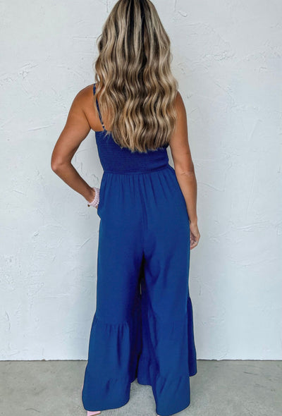 Blue baggy leg jumpsuit