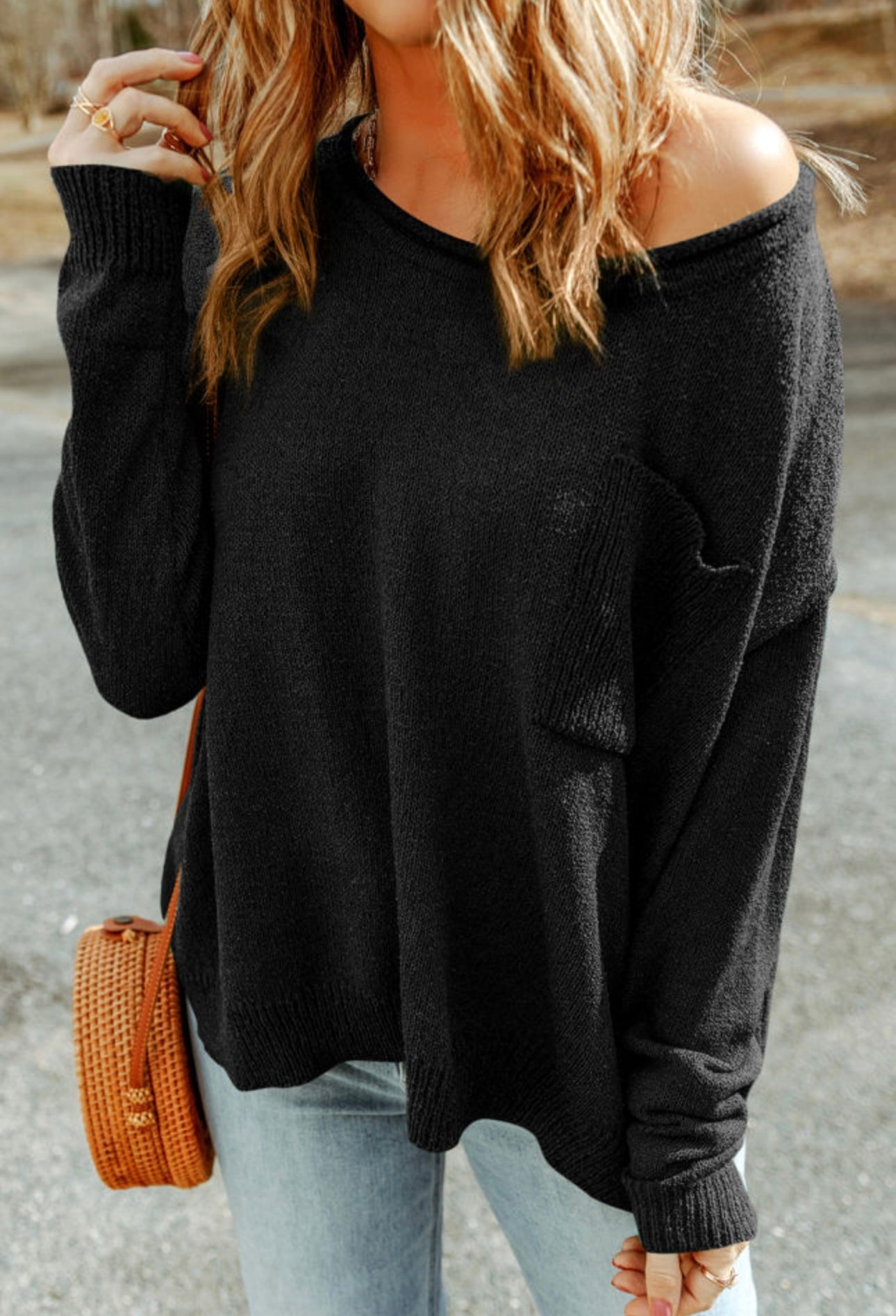 Black oversized sweater top