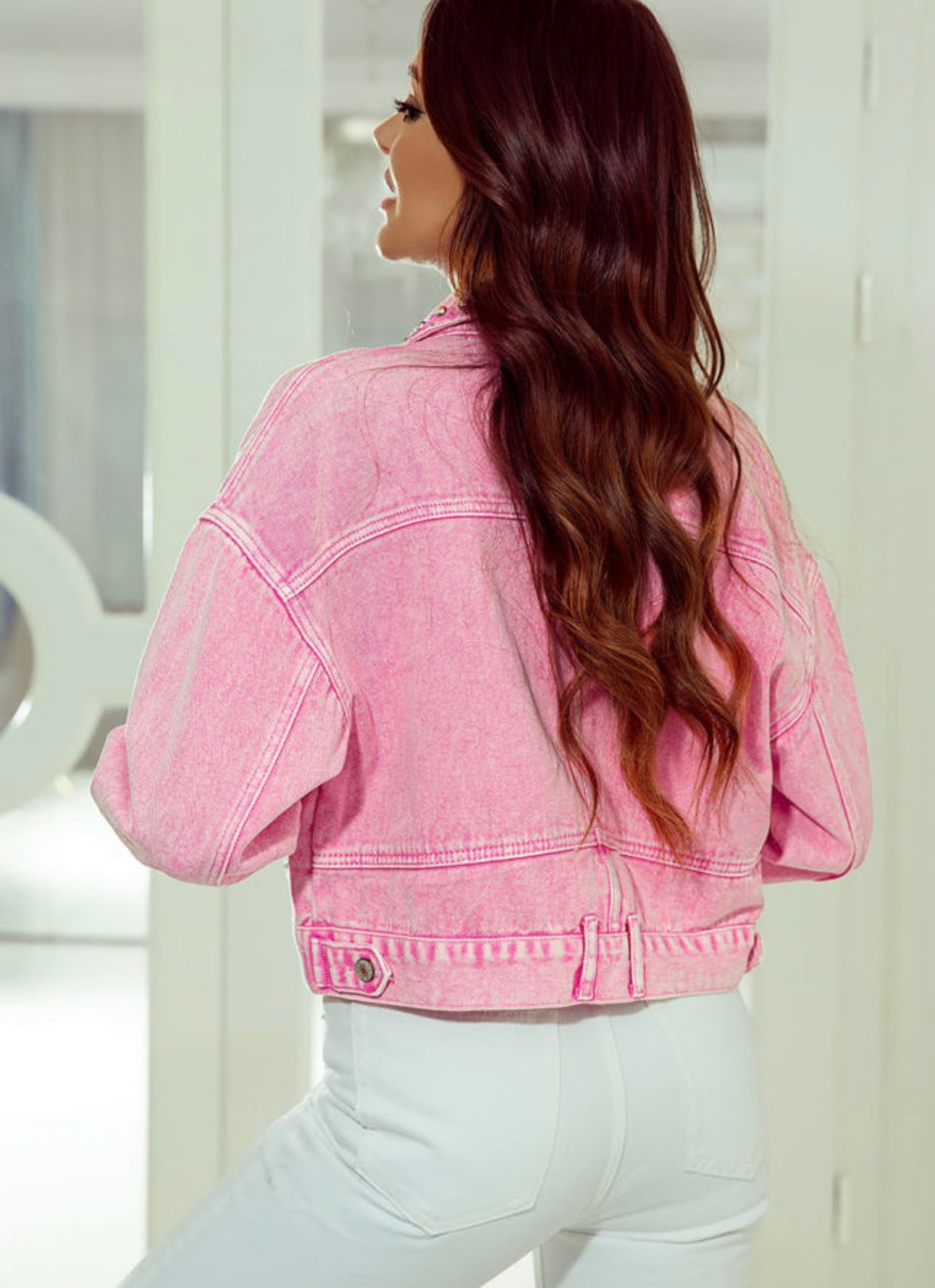 Pink studded Jean jacket