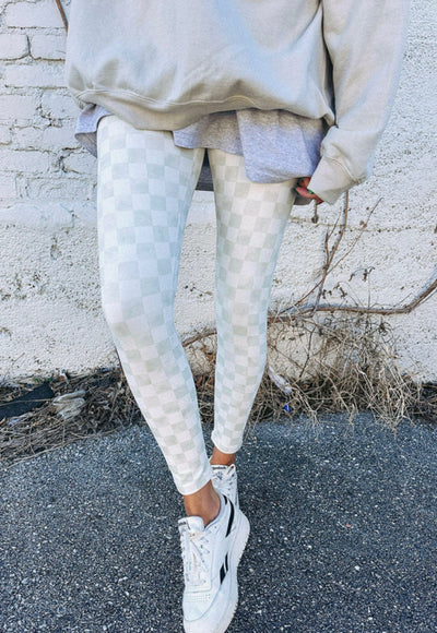 Checkered white yoga pants