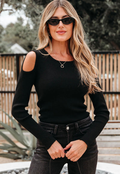 Hollow out shoulder sweater