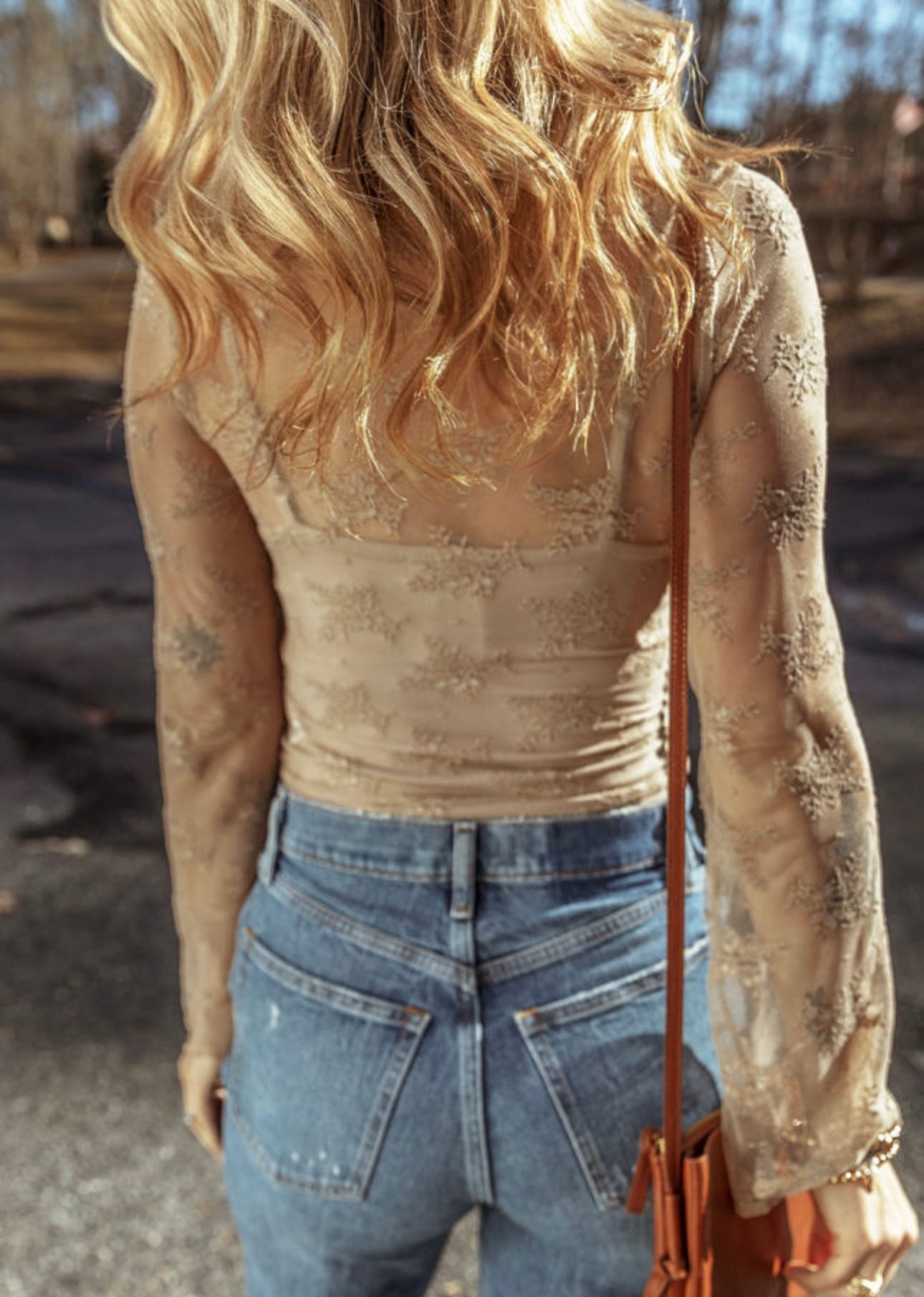 Beige mesh top with undershirt