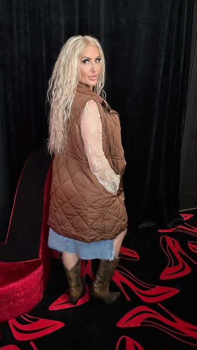 Brown puffer vest