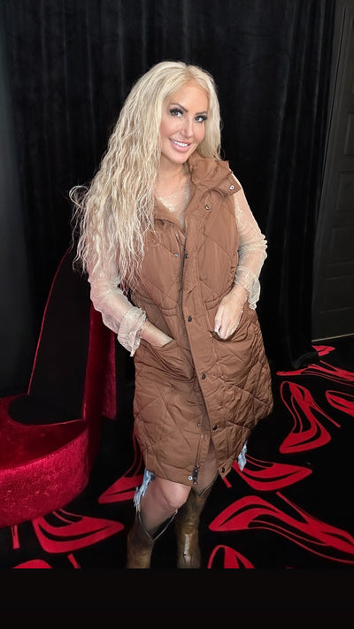 Brown puffer vest