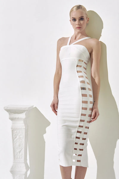 White Bandage midi dress with cut out sides