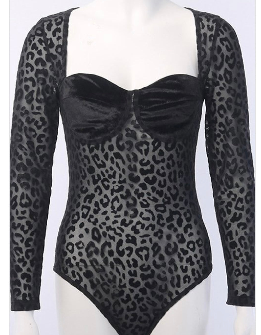 Black leopard bodysuit