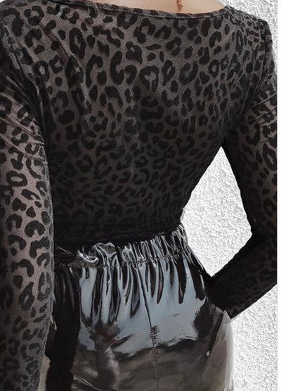 Black leopard bodysuit