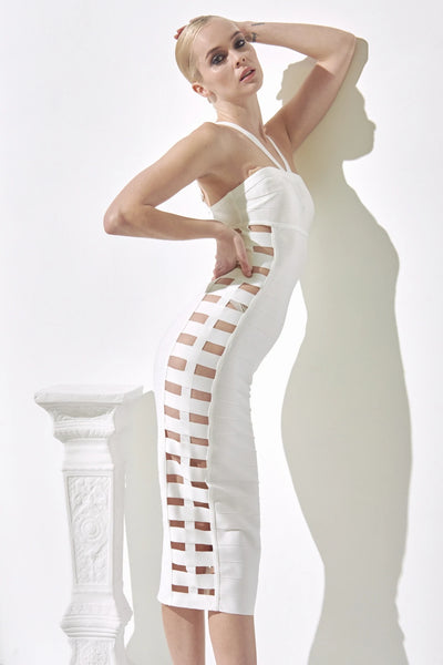 White Bandage midi dress with cut out sides